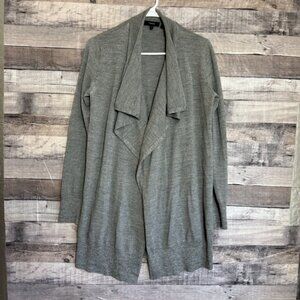 THEORY Wool Open Front Cardigan M Gray Cozycore Fall Quiet Luxury Office Career
